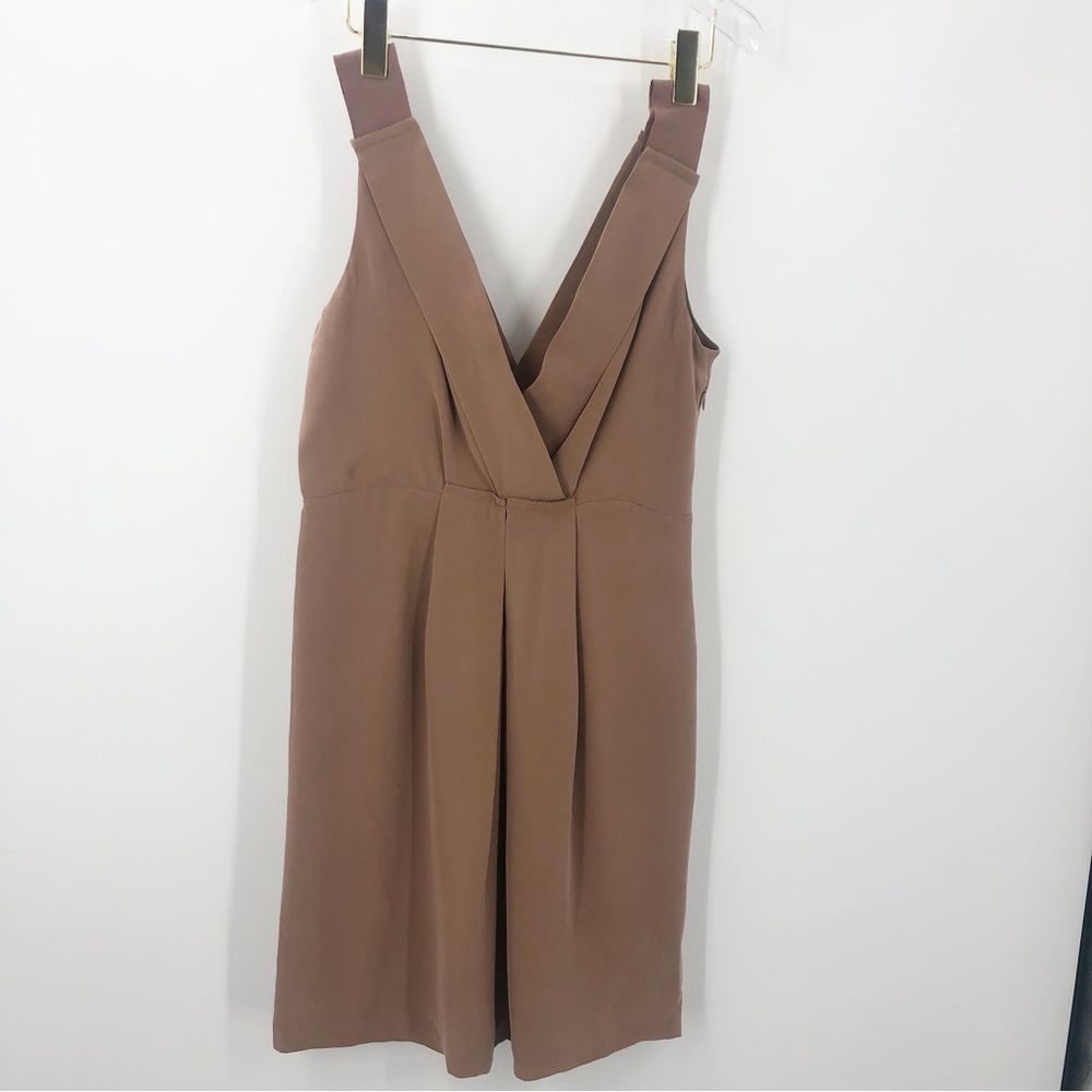 J Crew Silk Pleated V Neck Dress Midi Length Womens 8